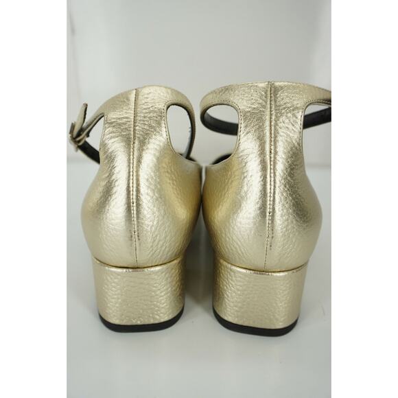 Saint Laurent Gold Leather Babies Ankle Strap Pumps Size 39.5 NIB YSL - Picture 5 of 12